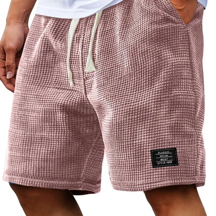 Summer Men's Waffle Business casual shorts New Korean Fashion Drawstring Baggy Short Pants Fitness Breathable Streetwear Gym