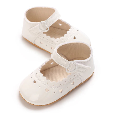 Solid Color Baby Girl Mary Jane Shoes With Soft Rubber Sole Anti Slip Spring And Autumn Princess Shoes Suitable For 0-18M Babies