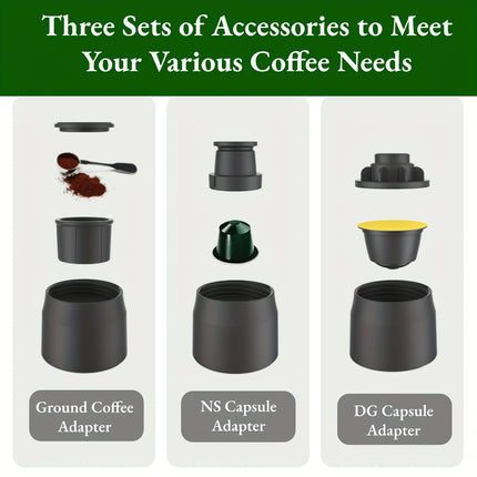 HOMEFISH 3 In1 Portable Coffee Machine Hot/Cold Water Manual Espresso Maker For Capsule & Ground Hand Press Brewer hiking Travel