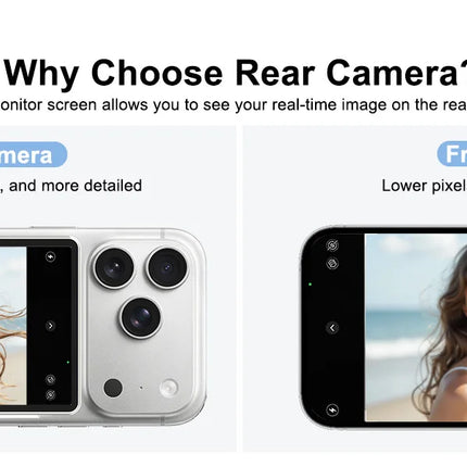 Magnetic Vlog Selfie Monitor Screen for iPhone 15 16 17 Pro Max Wireless Back Camera Display Touch Screen Zoom Shutter Control