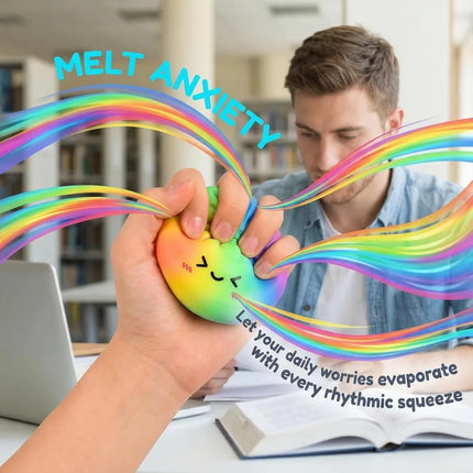 Rainbow Color Dumpling Squishy Toy with Bamboo Slow Rising Stress Relief Fidget Ball Soft Squeeze Toys for Adults & Kids