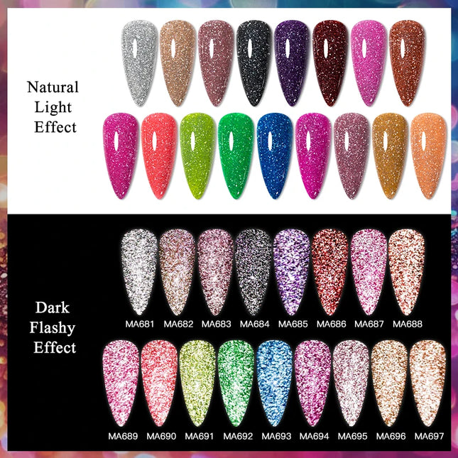 7Ml Reflective GlitterGel Nail Polish Bright Sparkling Silver Color Semi-permanent Soak Off Nail Art UV Varnish Nail Supplies