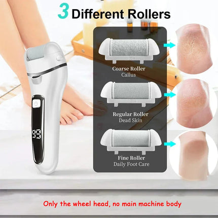 3 Pcs Black Foot Care Tool Heads Hard Skin Remover Refill Replacement Rollers for Cracked Heels Calluses & Dead Skin