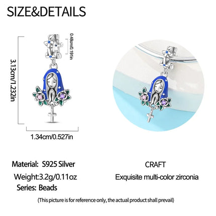 Original New 925 Sterling Silver Prayer Virgin Mary Charms Beads Fit Necklace Bracelet Accessory DIY Jewelry For Women Gift