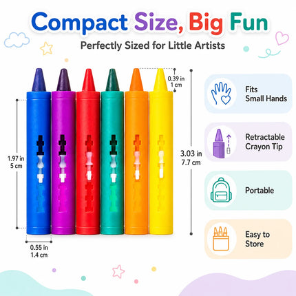 6 Colors Washable Graffiti Crayons, Non-Toxic Odorless Water-Based Bathroom Crayons for Sliding Puzzle & Painting