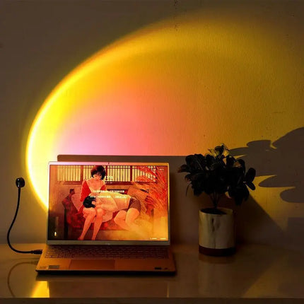 Keroro USB Sunset Light Lamp Self Photography Light LED Rainbow Neon Night Light Projector Photography Wall Atmosphere Light