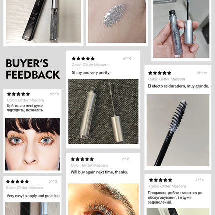 Diamond Glitter Mascara Fast Dry Eyelashes Curling Extension Makeup Waterproof Long-lasting Lengthens Eye Lash Black 4D Mascara