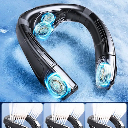 2026 New Neck Air Conditioner Portable Neck Fan Rechargeable Semiconductor Cooling Bladeless Fan Outdoor  Fan Wearable Cooler