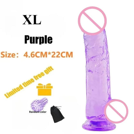 Woman Realistic Purple Anal Butt Plug Dildo Masturbator Soft Penis Beginner Dildo With Strong Suction Cup Anal Adult Sex Toys 18