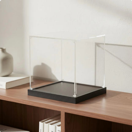 Acrylic Display Box Sturdy Construction Clear Collectible Container Figurine Display Stand Glue-No-Cost Assembly Household