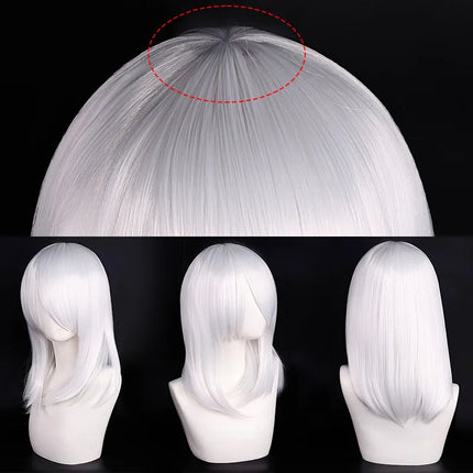 High Quality 40cm Medium Cosplay Wig With Bang Black Blond Pink Red Blue Purple Heat Resistant Synthetic Hair Wigs
