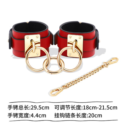 Leather Red Handcuff Anklecuffs Bondage BDSM Goth Red PU Leather Bracelet Cuff Adult Erotic Sex Toys for Couple Sexy Adult Games