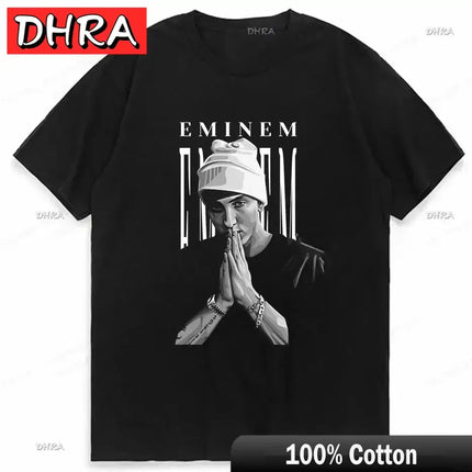 Summer Rapper Eminem Graphic Printed Tshirt Men Retro Cotton Hip-hop Fashion Casual T-shirt Women Cool Music Style Tops Clothing