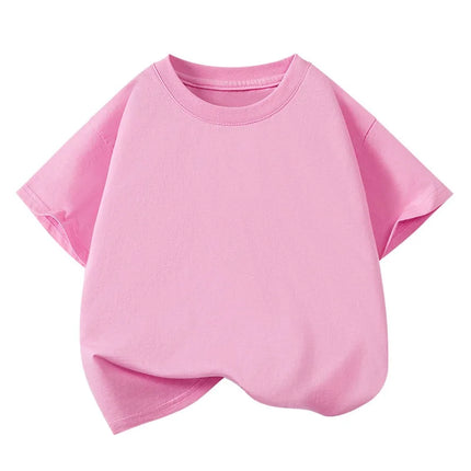 1pcs Summer Pure Cotton Boys Girl Solid Color Tees Fashion Top Childrens Short Sleeve Clothes T-shirts Child Loose Casual Tshirt