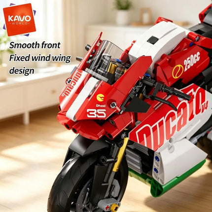 KAVOWORLD 1:10 Scale Racing Motorcycle Building Block Set Superbike Construction Toy Simulation Suspension Chain Drive Detailed Replica Bricks Kit Collectible Model Home Decor Gift for Adults Teens Motorcycle Enthusiasts Chri