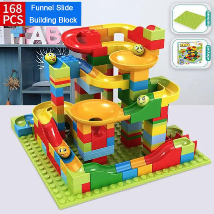 Rail Block Marble Race Run Slide Track Educational Track Ball Color Building Funnel Slide DIY Block Sets Bricks Kids Toys