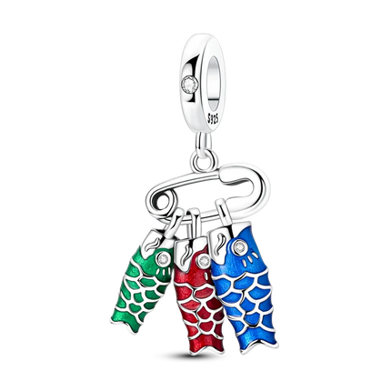 925 Sterling Silver Japanese Koinobori Senbazuru Mount Fuji Souvenir Pendant Fit Original Charm Bracelets Women DIY Jewelry Gift