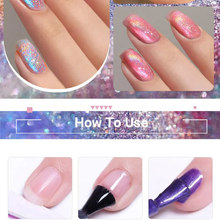 LILY’CUTE 7ml Ultra Shine Cat Eye Nail Polish Rainbow Laser Dual Beam Crystal Nail Gel Varnishes Soak Off Semi Permanent UV Gel
