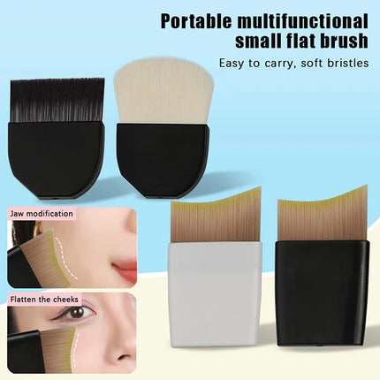 1PCS Professional Ultra-Thin One-Line Foundation Brush Crescent-Shaped Short Handle Soft Bristle Mask Brush
