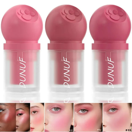 DUNUF Creamy Cat Paw Blush Trio Buildable Pigment Long Lasting Natural Finish Vegan Cruelty Free Makeup Essential