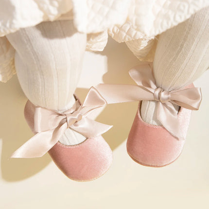 Newborn Baby Girls Dress Shoes Bowknot Ribbon Princess Infant Toddler Rubber Non-slip Flat First Walkers Crib Shoes Mary Jane