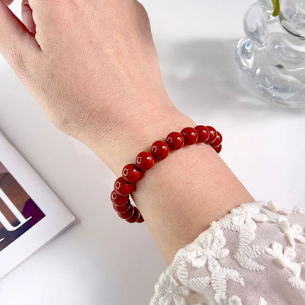 Natural Stone Pink Zebra Beaded Bracelet 6/8mm Dalmatian Jasper Rhodochrosite Agate Bracelet Gemstone Beads Bracelet