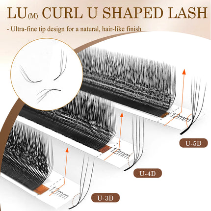 CoMango 3D 4D 5D U Shaped LU Curl Eyelash Extension Premium Soft False Eyelashes Premade Fan U Lashes Beauty Makeup