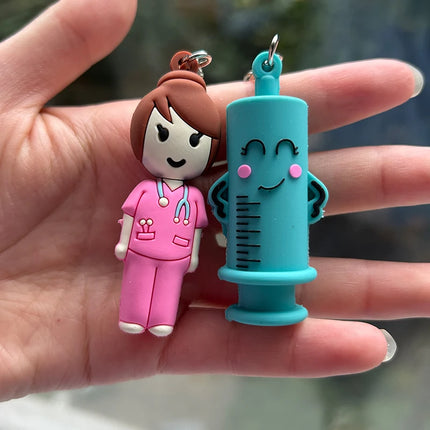 1PC Syringe-Shaped Ampoule Bottle Opener Keychain Rubber Cutter Aid Medication Vial Breaker Tool For Home Nurses And Doctors