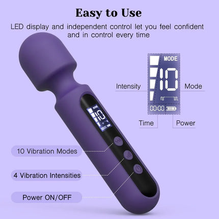 Adult Sex Toys Kit with 3 Attachments for Enhanced Pleasure, Vibrator with LCD Display and 10 Patterns