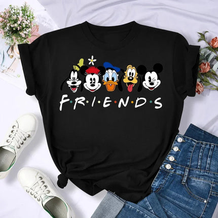 Family Vacation T Shirt Kawaii Mickey Minnie Donald Duck Daisy Print Fashion Clothes Casual Women T-shirt Camiseta Mujer