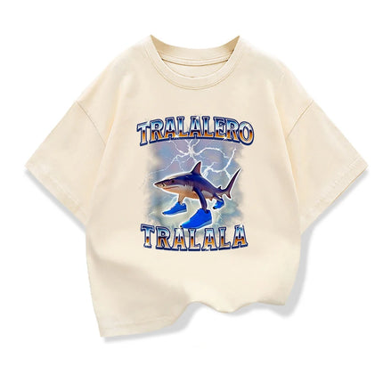 Tralalero Tralala Kids T-shirt Tungtung Sahur Brainrot Anime Tees Boy Girl Summer Short Sleeve Loose Tops Children Clothes Gift