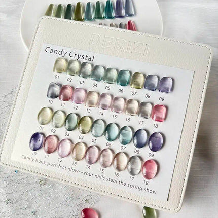 18pcs Glass Bead Cat‘s’ Eye Gel Nail Polish Set With Color Sample Holographic Magnetic Nail Polish Soak Off UV LED Varnish 15ml