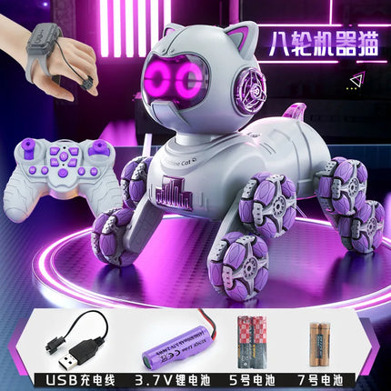 100%Genuine 8WD Intelligent Remote Control Robot Cat Simulation Dancing Voice Control Touch-sense Music Stunt RC Mechanical Cat