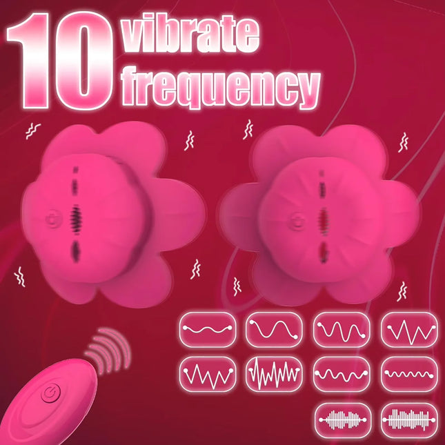 Adjustable Flower Nipple Clamps Vibrator - Remote Control Soft Silicone Stimulator Adult Sex Toys RJ-002