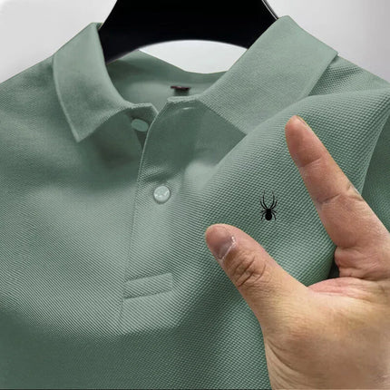 2026 Luxury-luxurious style men's white breathable Polo shirt, ice silk fabric, not a common style for ordinary people