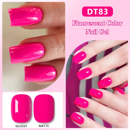 7ml MEET ACROSS Fluorescent Color Nail Gel Polish Are Suitable For Fashionable Nail Art Spring And Summer Gel Valentine'S Day
