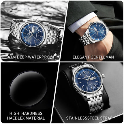 PAAZOMU Luxury Watch for Men Elegant Date Week Waterproof Luminous Men's Quartz Stainless Steel Sports Watch reloj