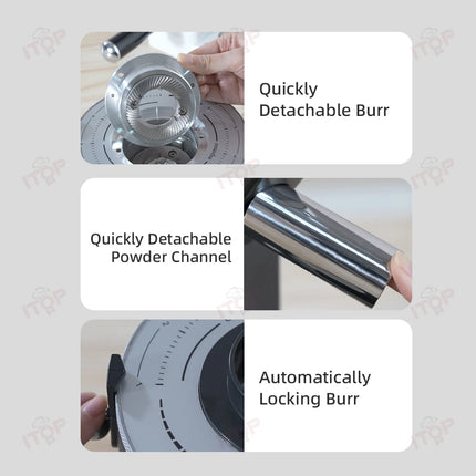 64mm Commercial Coffee Grinder Stainless Steel Flat Burr Quickly Detachable Burr& Powder Channel Quantitative Setting