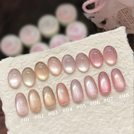 10ML 1-8PCS 2026 New Nude Pink Glass Bead Gel Nail Polish Gold Light Magnet Nude Cat Eye Gel Polish Cute Nails Nail Supplies