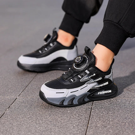 Children Sports Shoes New Rotating Buckle Winter Plush Warm Walking Shoes Boys Non Slip Lightweight Outdoor Running Tennis Shoes
