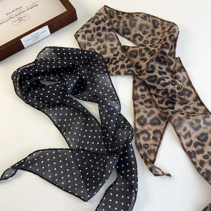 K-Style  Animal Print Polka Dot Scarf Belt Boho Hair Band TikTok Viral Spring Summer Satin Accessories Luxe Versatile Scarf