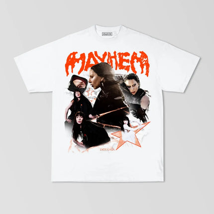 Street Hip Hop American Rapper Singer Lady Gaga Print T-shirt Oversized Y2k Women Men Casual Cotton Harajuku Female Short Sleeve