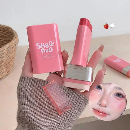 1pcs Multi Use Blush Cream Cushion Stick Natural Nude Makeup Lip Cheek Tint Portable Long Lasting Hydrating Cosmetic Makeup