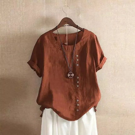 Women Clothing Cotton Linen Streetwear Summer Y2k Tops Vintage Fashion Tshirt Casual Shirts for Women Clothes Elegant Tees