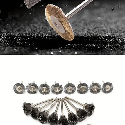 36Pcs Brass Brush Steel Wire Wheels Brushes Drill Rotary Tools Polishing Rotary Tools Metal Rust Removal Brush Set