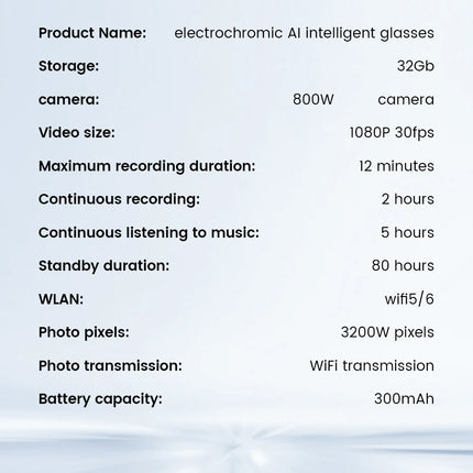 2026 Smart Glasses HD Photo Video OpenAI Record Translation Touch Photochromic Lenses Bluetooth Call Music Multifunction Glasses