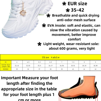 Women increase 6CM platform high heels Four seasons outdoor pure white sneakers Fashion exquisite accessories casual shoes women