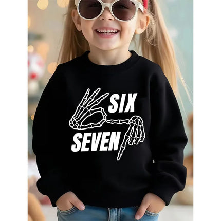 Children's Six Seven 67 Brainrot Crew Neck Hoodies Funny Sweatshirts for Boys Girls Unisex Hoody Manga Kids Streetwear Clothes