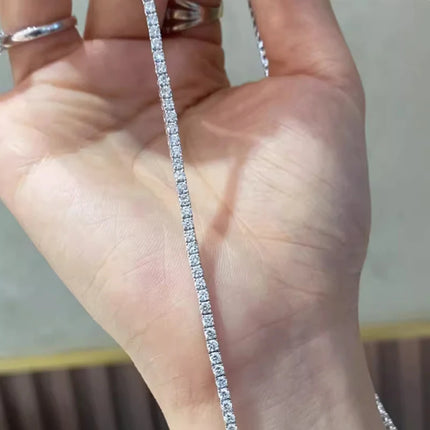 Sale 925 Sterling Silver Color Bracelets Full AAA Zircon Austrian Crystal Femme Women Link Chain Fine Jewelry Bangles Wholesale