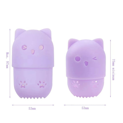 Cute Silicone Makeup Sponge Holder Cat Shaped Sponge Rack Powder Puff Case Cosmetic Blender Sponge Box Makeup Egg Drying Case